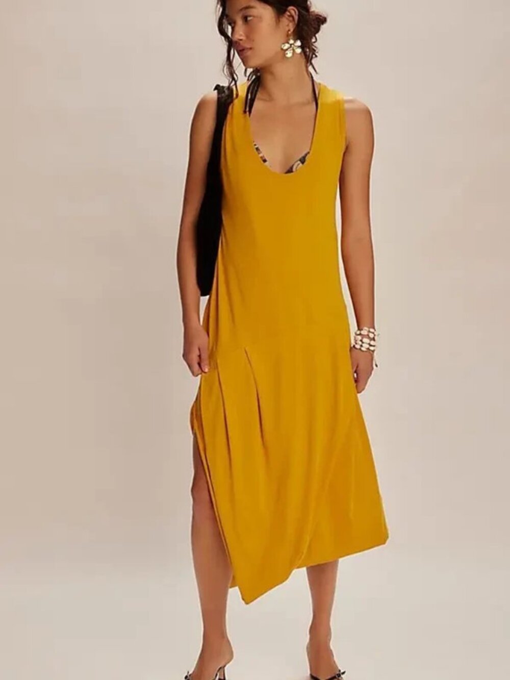 Free People Monika Midi Dress Sleeveless Free Est Asymmetrical Bubbled S